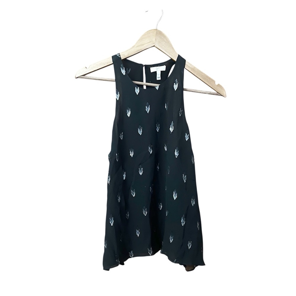 Joie Black Brighton F Sleeveless S Metallic Hippie Boho Feather Silk Delicate